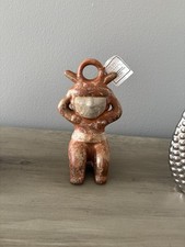 Pre-colombian Style Terracotta Seated Vintage Figurine picture