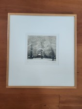 Nicely Framed Original Jo Barry Etching Print Painting First Freeze Of Winter picture