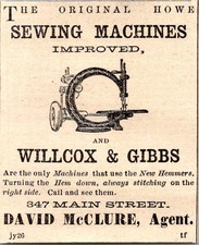 Wilcox & Gibbs Howe Sewing Machines 1871 Worcester MA Clipping TAJ8-S62 picture