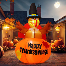 6 Ft Thanksgiving Inflatable Outdoor Decoration Turkey Blow up Yard with Pumpkin picture