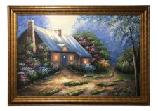 Late 20th Century Cabin in the Woods Painting picture