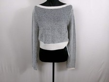 Reformation Striped Cashmere Cropped Sweater – Navy/Ivory picture