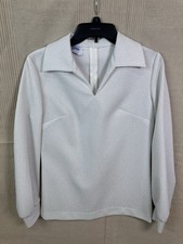 Vintage 1970s long-sleeve White Silver blouse Sunny South Fashions Dallas picture