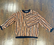 Vtg 90s Coogi Multicolor Orange Knit Sweater Sz XXL Button Pullover Long Sleeves picture