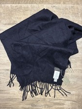J.Crew 100% Cashmere Navy Blue Tassel Scarf 12” x 68” picture