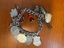 vintage charm bracelet with sterling silver charms picture