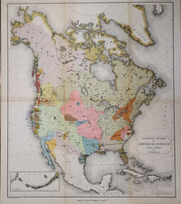 Antique 1885 - '86 Map ~ American Indians North of Mexico by J. W. Powell 19x21 picture