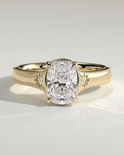 IGI Certified 2CT Elongated Cushion Lab Grown Diamond 14K Gold Engagement Ring picture