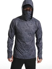 Men's UPF 50+ Fishing Hoodie Face Mask Long Sleeve UV Protection Quick Dry Shirt picture