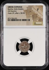 Bactria, Indo-Greeks GREEK COINAGE AR Drachm NGC F picture