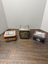 Vintage Dutch Windmill Tin Lot of 3 West Germany Handled Tea Holland Decor picture