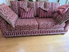 3 Piece Luxury Burgundy Gold Sofa Set Couch Loveseat Chair – Local Pickup LA picture