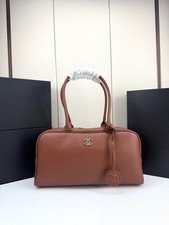Women's Elegant Rust Brown Leather Large Zip Boston Handbag picture