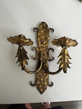 vintage Mid-Century Modern hand-wrought iron 2-arm candle wall sconce  picture