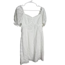 White Eyelet Puff Sleeve Sweetheart Neck Dress Bride Shein Curve NWT 0XL picture