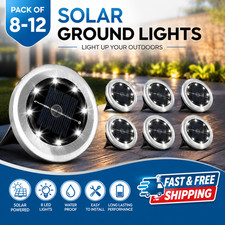 12 PACK Solar In Ground Lights LED Outdoor Flat Disc Landscape Pathway Garden Ya picture