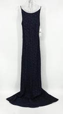 Carmen Marc Valvo Collection Long Beaded Gown Midnite Size 4 Backless Zip NWT picture