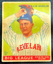 1933 Goudey Willis Hudlin #96 RC Cleveland Indians R319 Baseball Card picture
