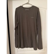 Columbia Mens Long Sleeve Crew Neck T-Shirt Brown Heathered Active Top Large picture
