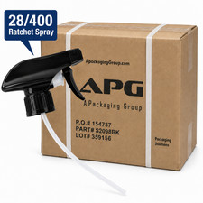 Black Trigger Sprayer 28/400 Ratchet Spray/Off Head w/ Dip Tube, Bulk Case 400pc picture