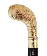 Victorian Style Walking Cane Brass Stick Handle Wooden Vintage Designer Antique picture