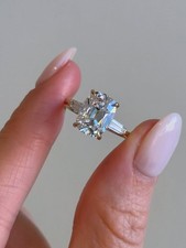 IGI 3 CT Cushion F/VS1 Lab Grown Diamond Women Promise Gift Ring 14k Yellow Gold picture