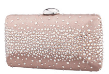 $98. Nina Crystal Scatter Purity Shoulder Clutch Honey Silver picture