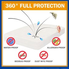 QUEEN Bed Bug Proof MATTRESS PROTECTOR Softest Polyestr FABRIC Zippered MATTRESS picture