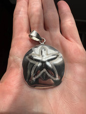 Vintage ATI Mexico Sterling Silver Sand Dollar Statement Pendant picture