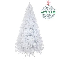 4/5/6/7FT White Artificial Christmas Tree with Blue LED Lights Holiday Decor US picture