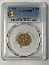 1867-S $2.50 Gold Liberty Head Quarter Eagle PCGS VF-35 RARE DATE picture