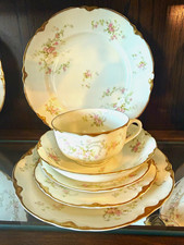 55 pc Vintage Warwick Porcelain Floral Plate Gold Rim Round Dinnerware Set picture
