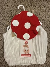 NWT Modern Baby Mushroom Pullover Outfit Hat Baby sz 12 mo Costume Cream & Red picture