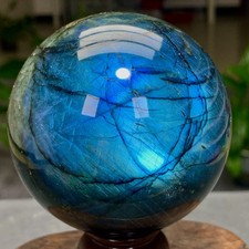 1.72LB Natural Gorgeous Labradorite Quartz sphere crystal ball specimen healing picture