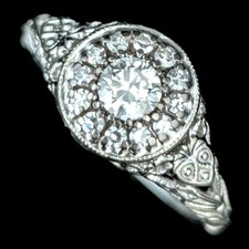 JABEL Vintage Diamonds 18k White Gold Fashion or Engagement Ring Retro Deco picture