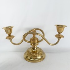 Candelabra 2 Arm Metal Candle Holder with Swirl Design Gold Tone picture