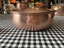 Vintage Ruffoni Italy Hammered Copper 6 Qt Sauce Pan with Brass Handles picture