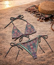 Recycled Kaleidoscope Kiss String Bikini Swimwear Beach picture