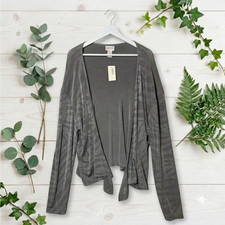 NWT Chicos Travelers Open Cardigan XL Women Sz 3 Shadow Silver Slinky Acetate picture