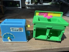 Kiddy-matic Vintage 1982 Toy Kitchen Set Toaster & Happy Face Sink Playset picture