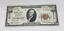1929 $10 TYII THE NATIONAL BANK OF TACOMA, WA NATIONAL CURRENCY CH. #3417 picture