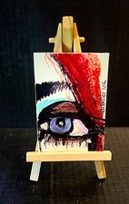 Original LADY EYE STUDY ACEO Painting POP ART ATC 2.5x3.5 SWARTZMILLER DNA new picture