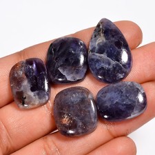 5 Pcs Lot 60.5 Ct Natural Iolite Sunstone Cabochon Loose Gemstone For Jewelry picture