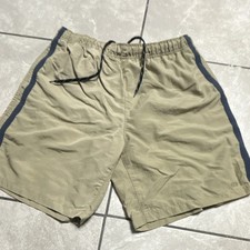 GAP Men's Beige Solid Swim Trunks Size M Elastic Waist Drawstring Back Pocket picture