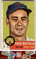 1953 Topps Fred Hatfield 163b Detroit Tigers picture