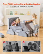 VEVOR 14-Pc Modular Kids Play Couch, Large Toddler Sofa w/ Armrests, Gray picture