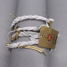 Kidada X Disney Couture Princess Charm Wrap Bracelet White Leather Gold NEW picture