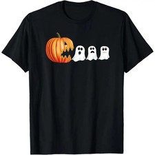 Funny Halloween Pumpkin Ghost T-Shirt Spooky Graphic Unisex Tee picture