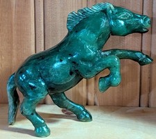 Vintage 1970s Nephrite Jade Carved Rearing Horse Figurine 5” Standing Statue picture