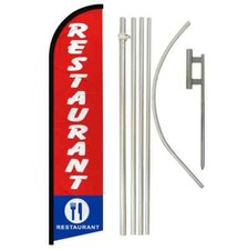 Restaurant Windless Full Curve Advertising Food Banner Flag & Pole Kit picture